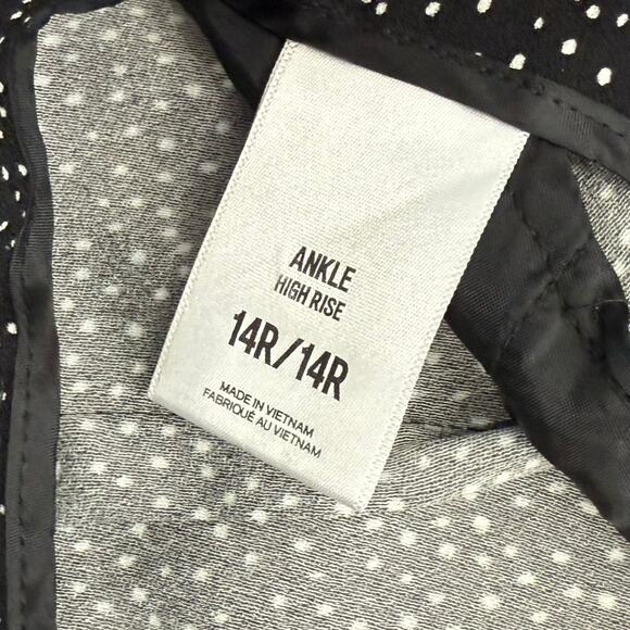 Express Black White Polka Dot Tapered Pleated Ankle High Rise Dress Pants sz 14 - Picture 5 of 11